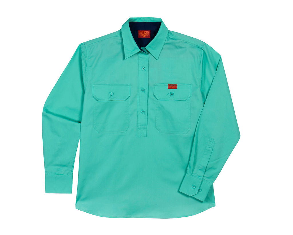 Fort Worth Women's Half Button Work Shirt in Pool/Navy