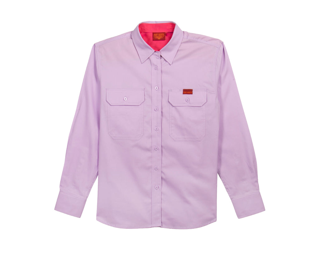 Fort Worth Women's Full Button Work Shirt in Lavender/Melon