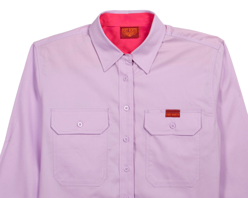 Fort Worth Women's Full Button Work Shirt in Lavender/Melon