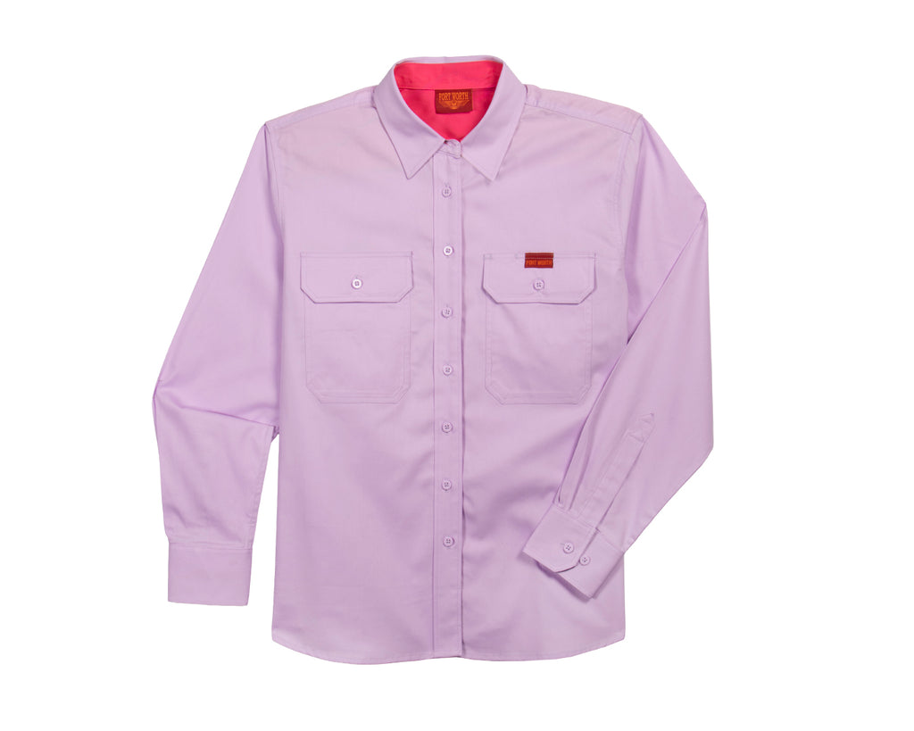 Fort Worth Women's Full Button Work Shirt in Lavender/Melon
