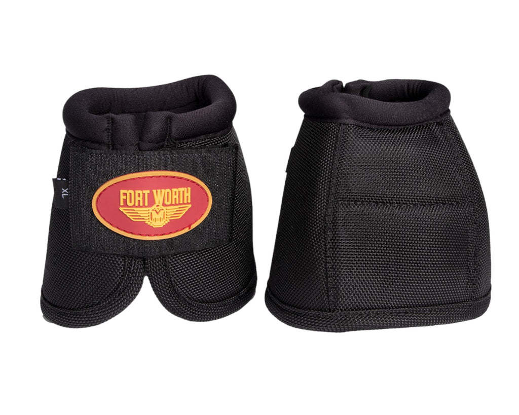Fort Worth Ballistic No-Turn Bell Boots - in Black ideal to shield your horse from those nasty self-inflicted hoof strikes — some large-stride horses overreach and clip their heel bulbs with their back hoofs