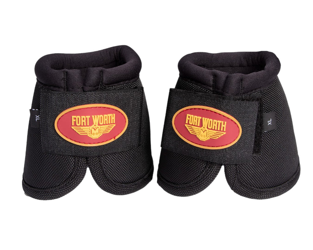 Fort Worth Ballistic No-Turn Bell Boots - in Black bell boots protect the delicate heel bulb, covering the pastern, the coronary band and the hoof wall down to the heel
