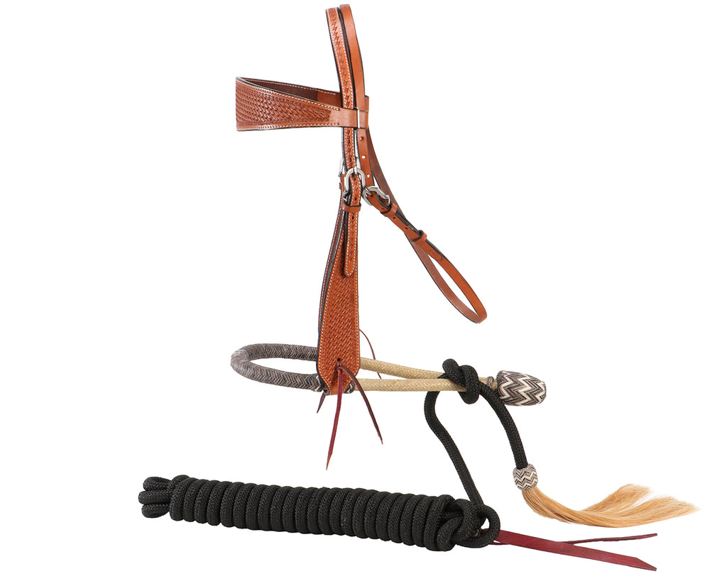 Fort Worth Complete Hackamore Basket Weave - Chestnut