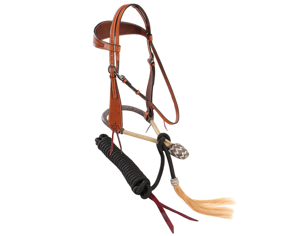 Fort Worth Complete Hackamore Basket Weave - Chestnut