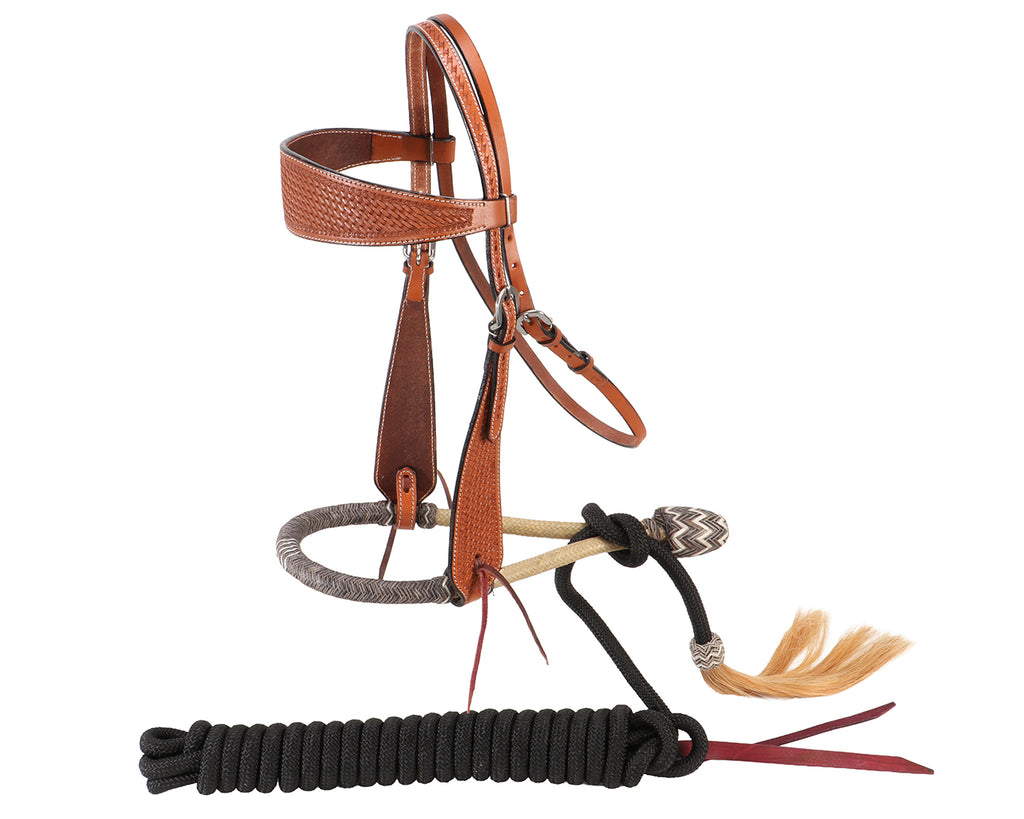 Fort Worth Complete Hackamore Basket Weave - Chestnut