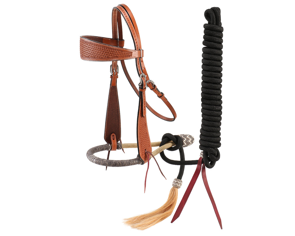 Fort Worth Complete Hackamore Basket Weave - Chestnut