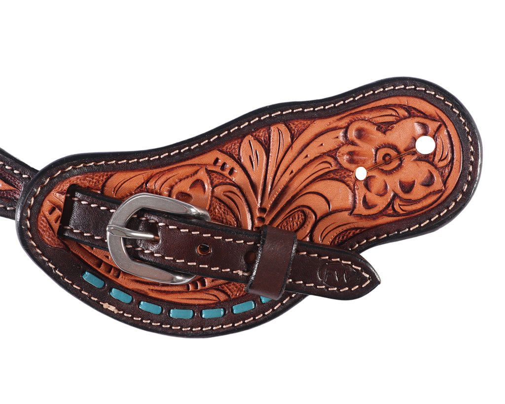 Fort Worth Odina Spur Straps - Turquoise Buckstitched