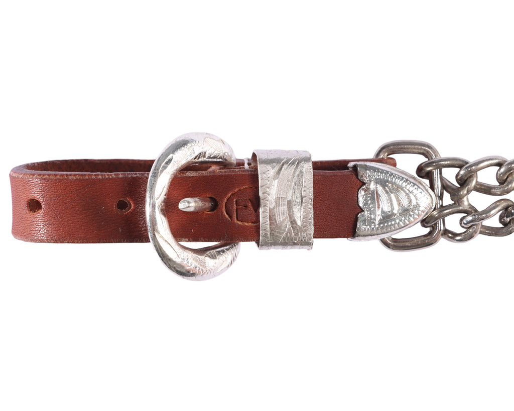 Fort Worth Double Curb Chain w/Silver - Harness Leather