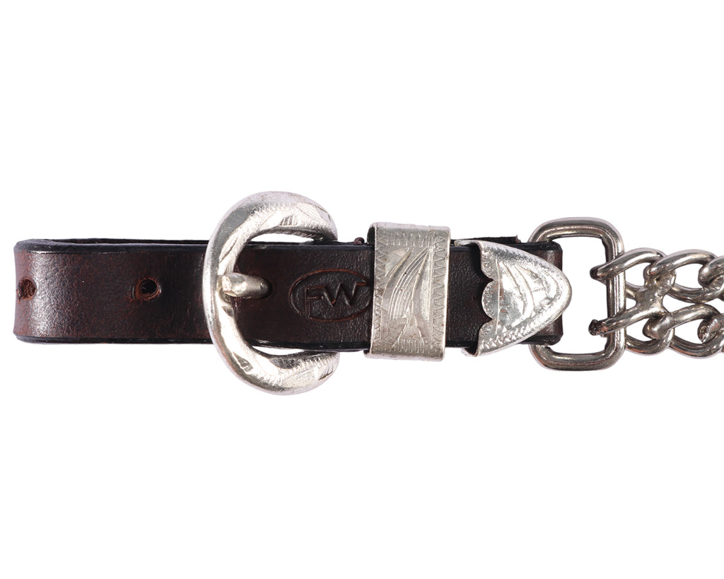 Fort Worth Double Curb Chain w/Silver- Brown Leather