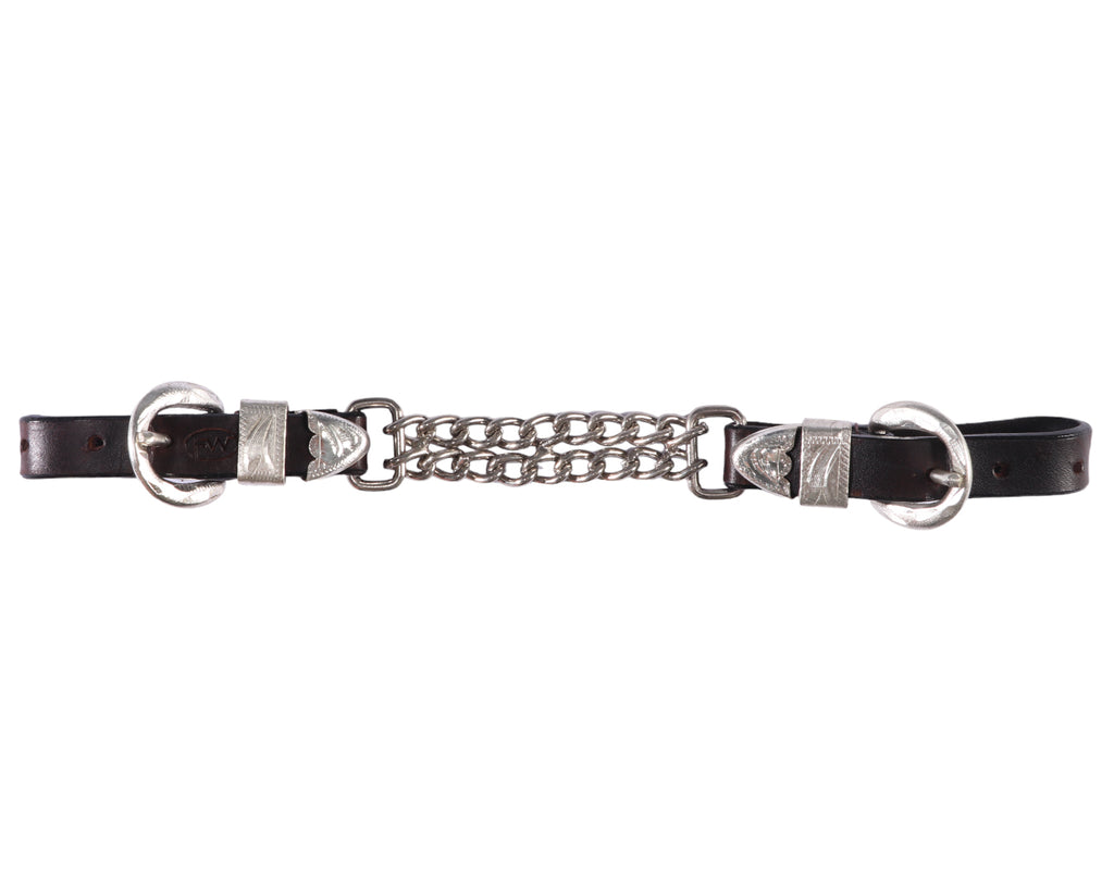 Fort Worth Double Curb Chain w/Silver - Brown Leather