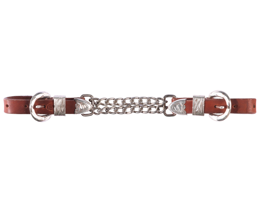 Fort Worth Double Curb Chain w/Silver - Harness Leather