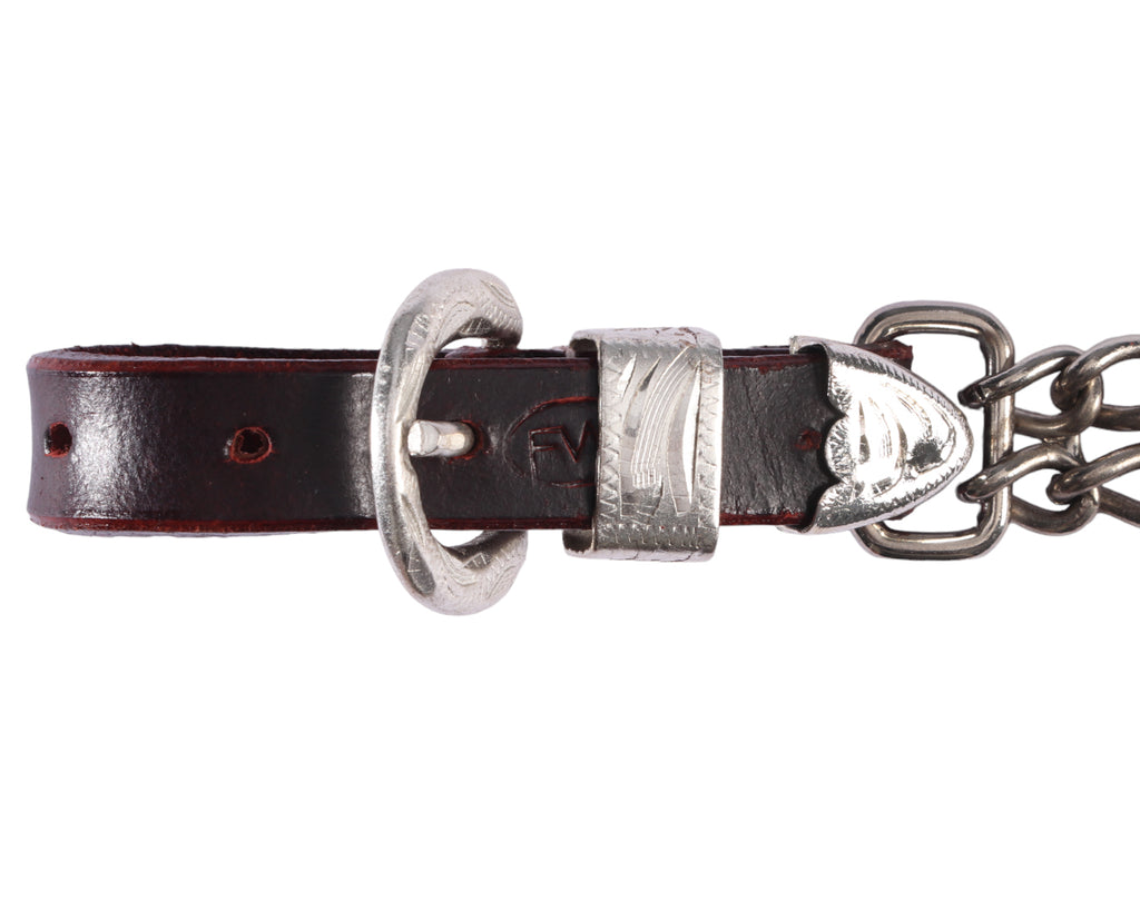 Fort Worth Double Curb Chain w/Silver - made from Latigo Leather