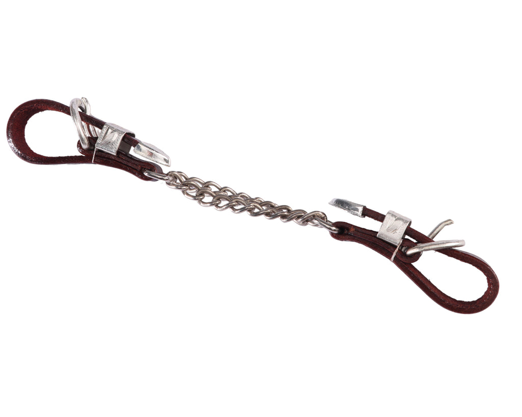 Fort Worth Double Curb Chain w/Silver - made from Latigo Leather