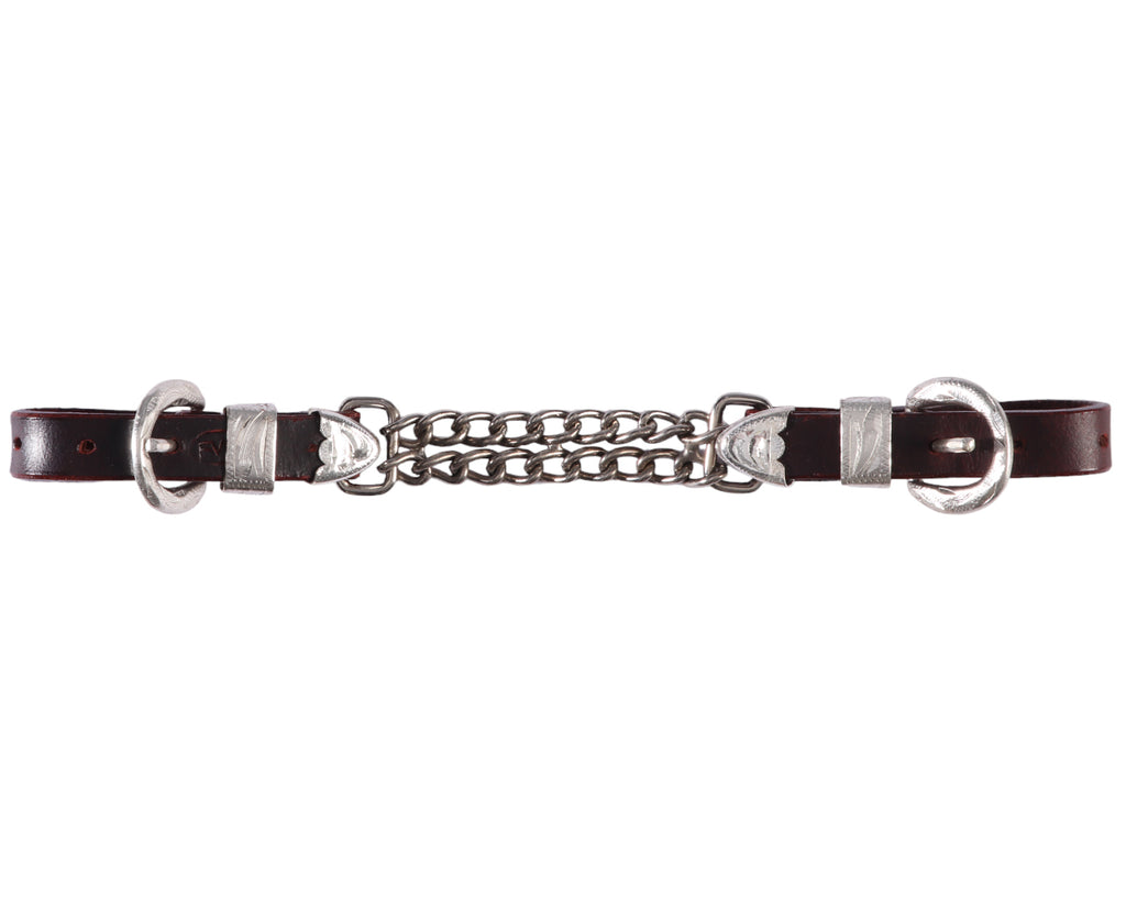 Fort Worth Double Curb Chain w/Silver - Made from Latigo Leather