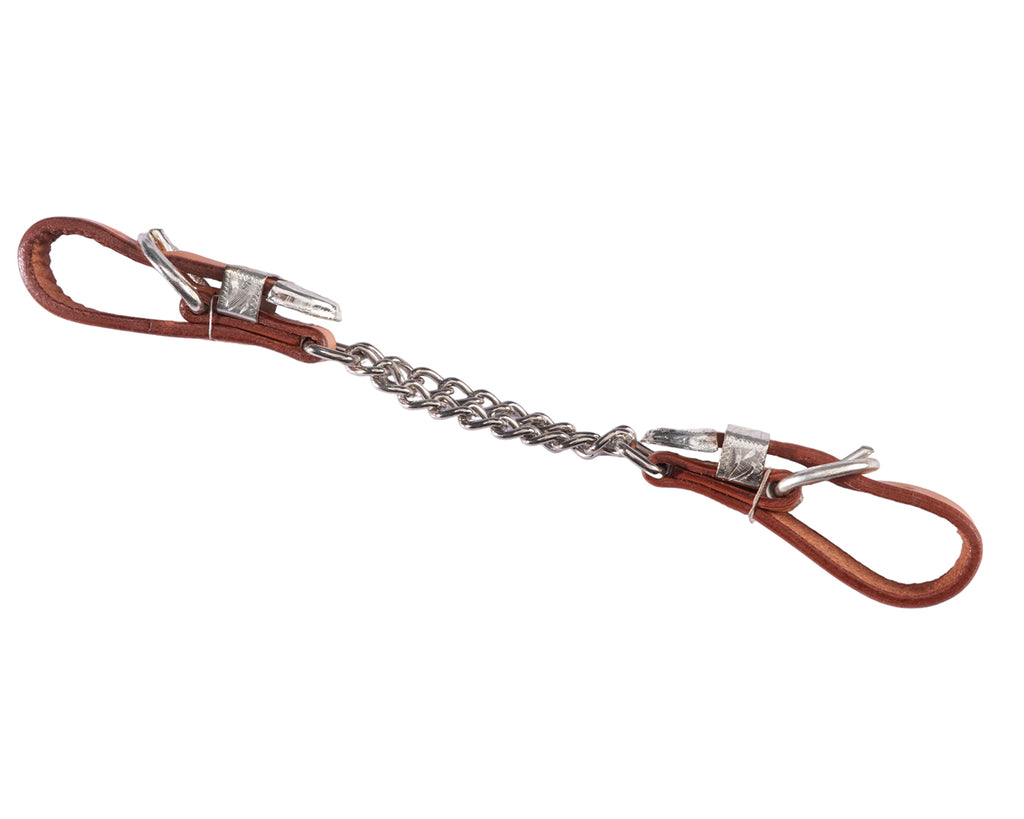 Fort Worth Double Curb Chain w/Silver - made from Natural Leather