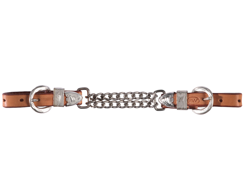 Fort Worth Double Curb Chain w/Silver - made form Natural Leather