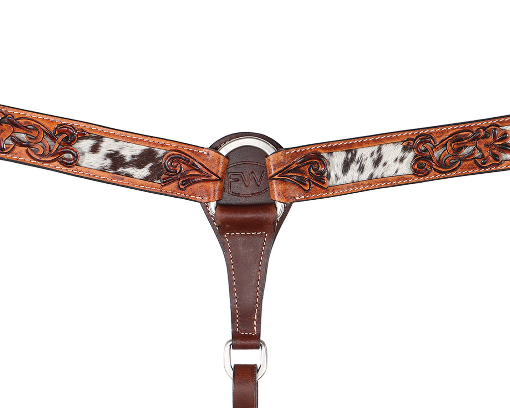 Fort Worth Longhorn Breastcollar- Cowhide Inlay