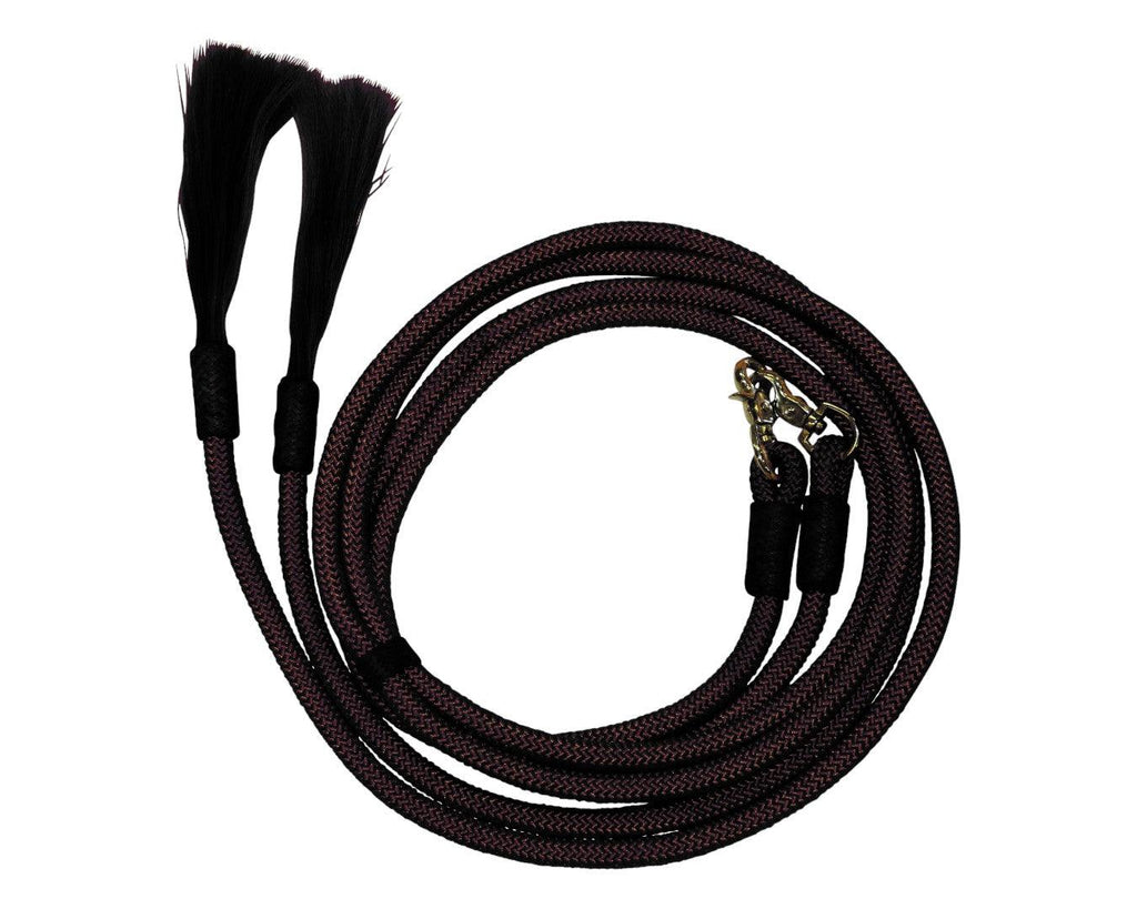 Fort Worth Yacht Cord Split Reins 8' w/Horsehair in Brown