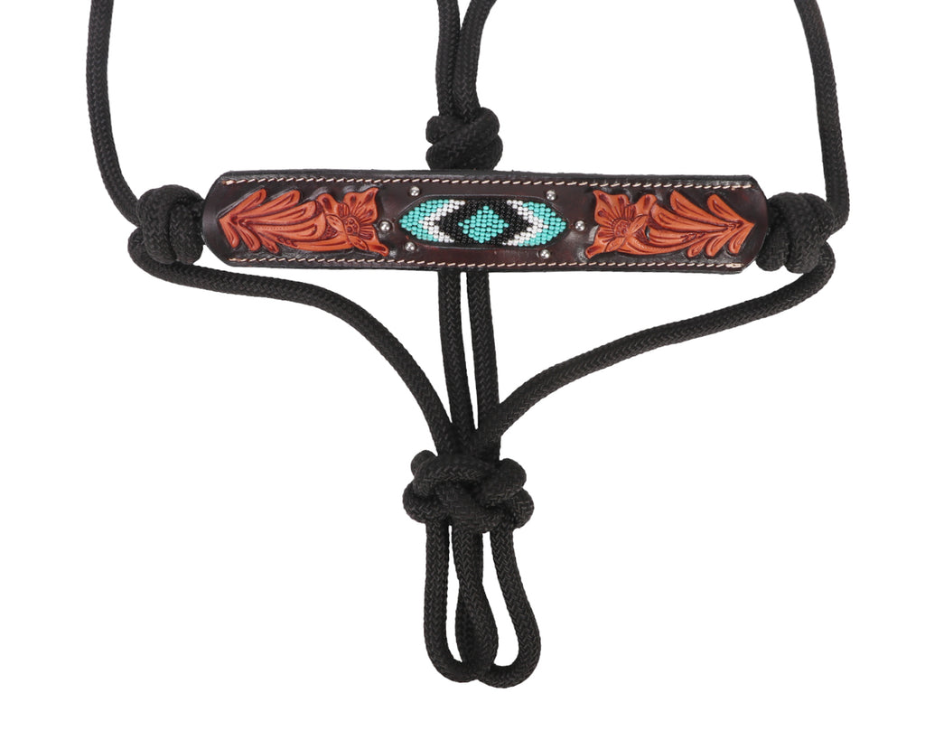 Fort Worth Rope Halter with Sunflower patterned leather noseband