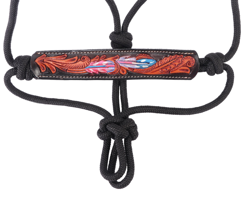 Fort Worth Rope Halter Leather Nose - Pink Apache