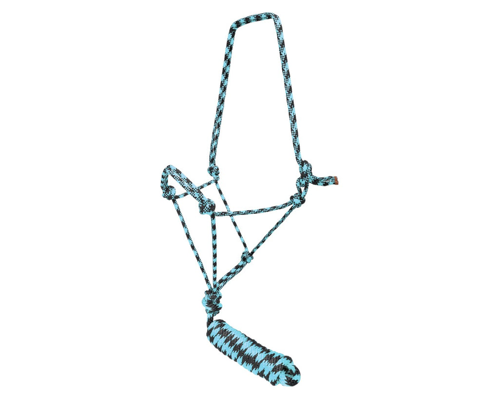 Fort Worth Rope Halter w/Lead - in Black/Turquoise
