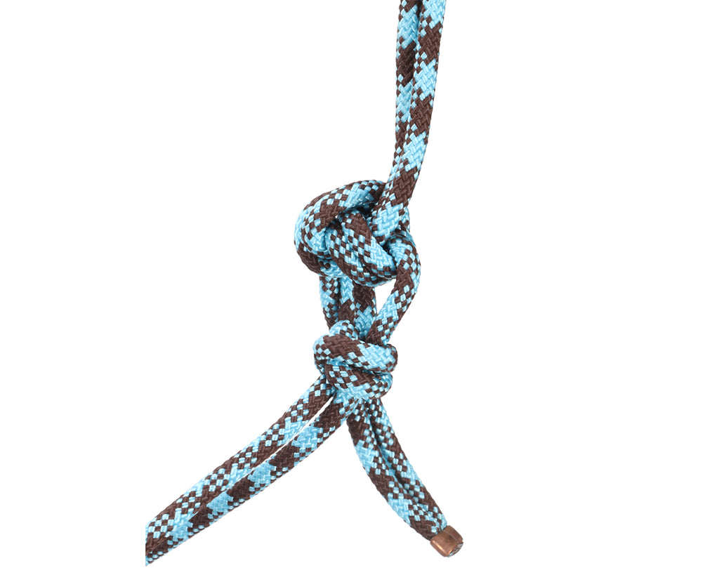 Fort Worth Rope Halter w/Lead - in Chocolate/Turquoise