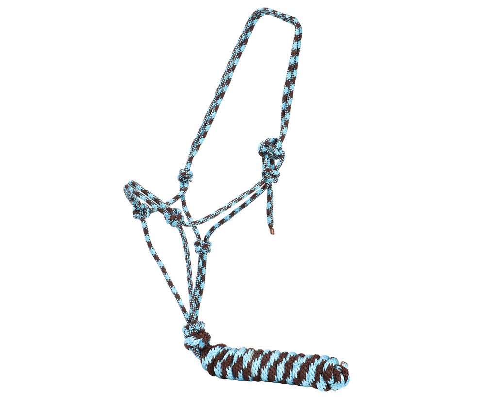 Fort Worth Rope Halter w/Lead - in Chocolate/Turquoise