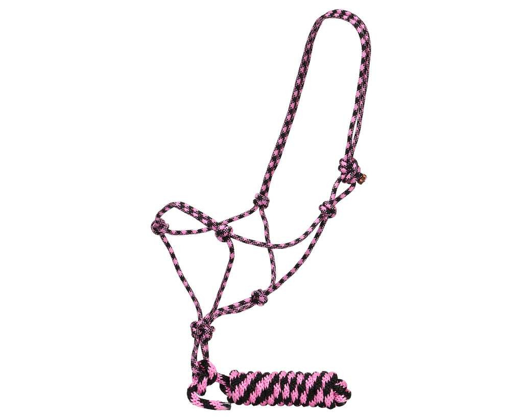 Fort Worth Rope Halter w/Lead - Hot Pink/Charcoal