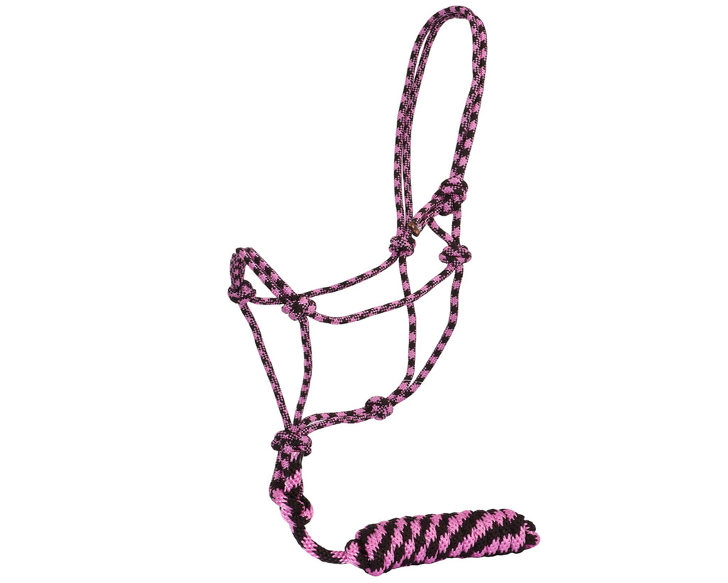 Fort Worth Rope Halter w/Lead - Hot Pink/Chocolate