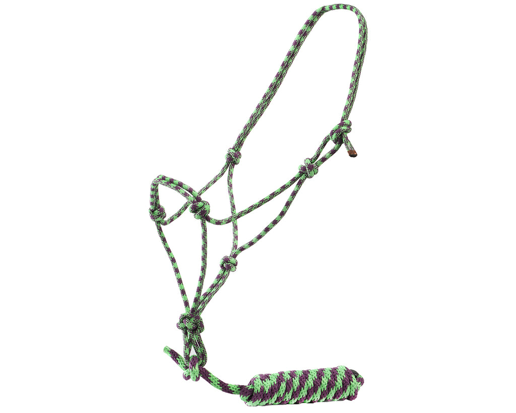 Fort Worth Rope Halter w/Lead - Lime/Purple