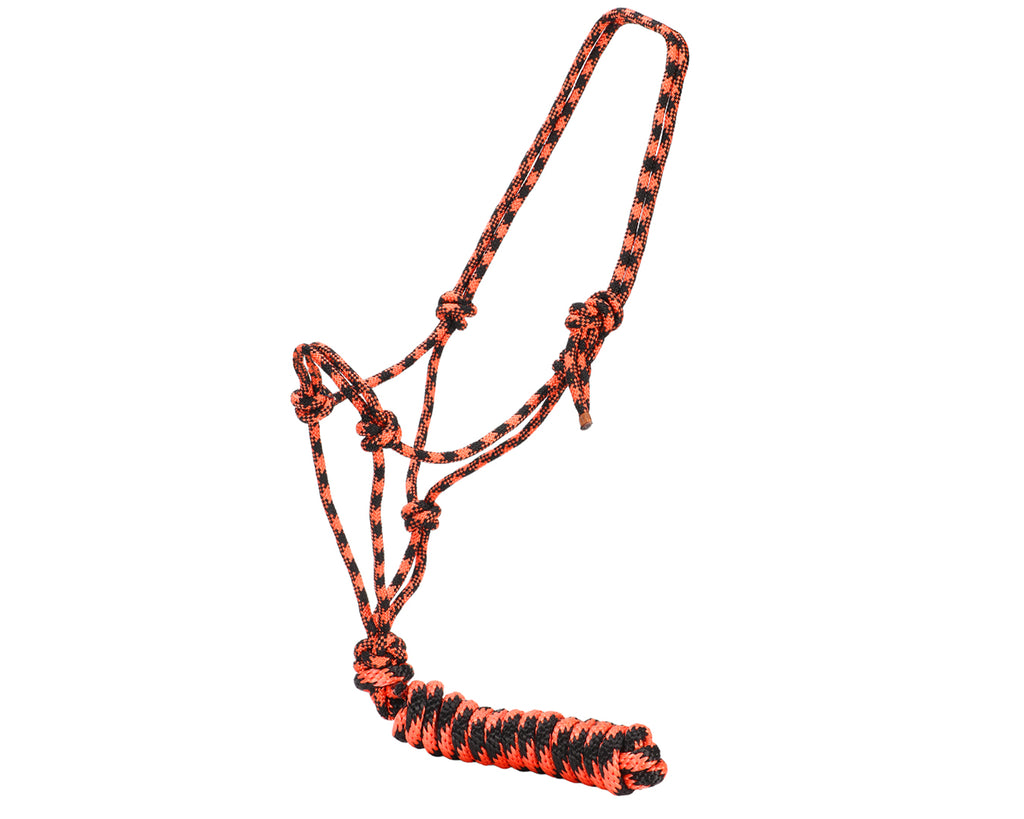 Fort Worth Rope Halter w/Lead - in Orange/Black