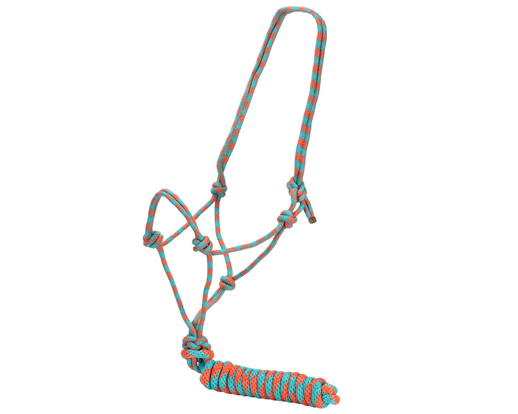 Fort Worth Rope Halter w/Lead - in Orange/Teal