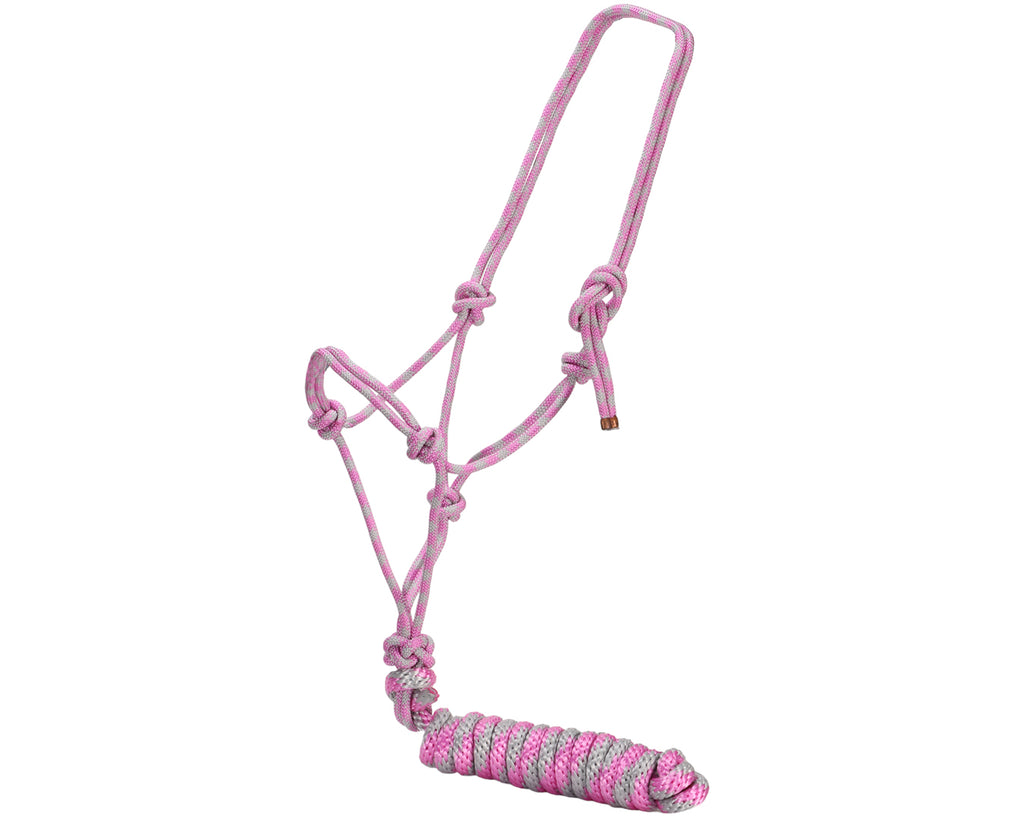 Fort Worth Rope Halter w/Lead - in Pink/Grey