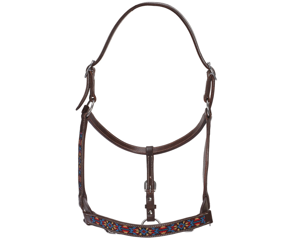 Fort Worth Leather Beaded Halter: Stunning halter with intricate beadwork. Crafted from premium American leather. Shop now at Greg Grant Saddlery for high-quality horse tack