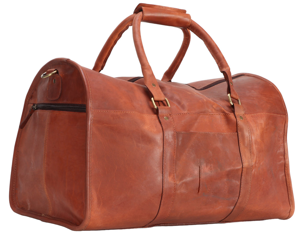 Fort Worth Heavy Duty leather Duffle Bag - crafted from durable leather, the Fort Worth duffle bag boasts two convenient carry handles and a removable shoulder strap