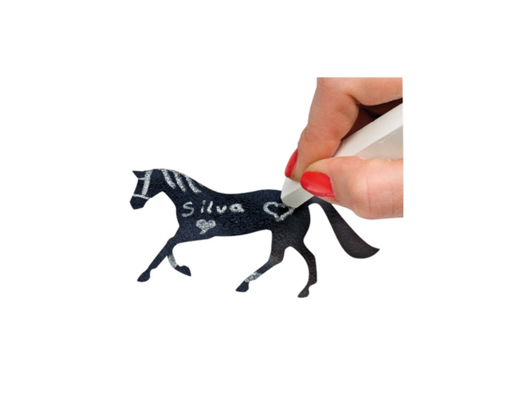 Happy Ross Chalkboard Stickers - 3 sheets, 30x40 cm with horse head design and additional decorative stickers. Perfect for writing, labeling, and fun displays. Shop at Greg Grant Saddlery.