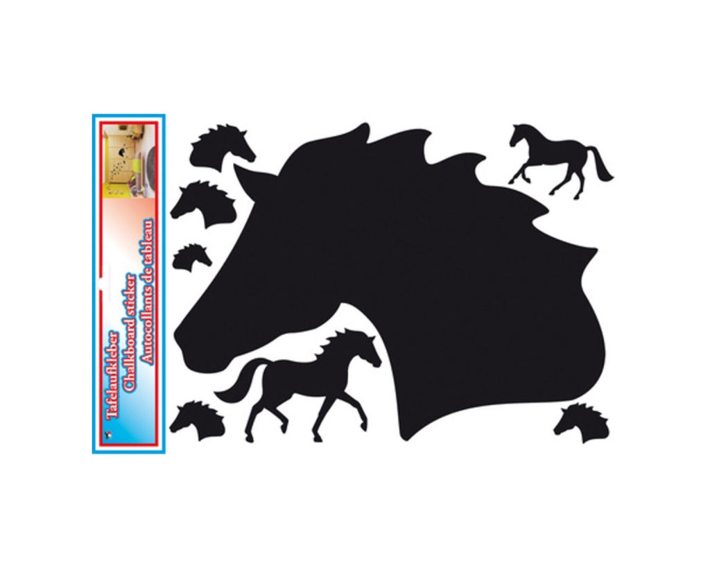 Happy Ross Chalkboard Stickers - 3 sheets, 30x40 cm with horse head design and additional decorative stickers. Perfect for writing, labeling, and fun displays. Shop at Greg Grant Saddlery.