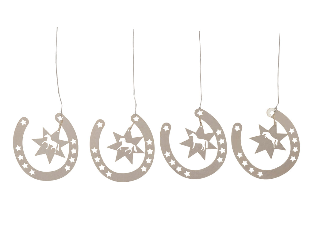 Happy Ross Horseshoe Ornaments - Silver