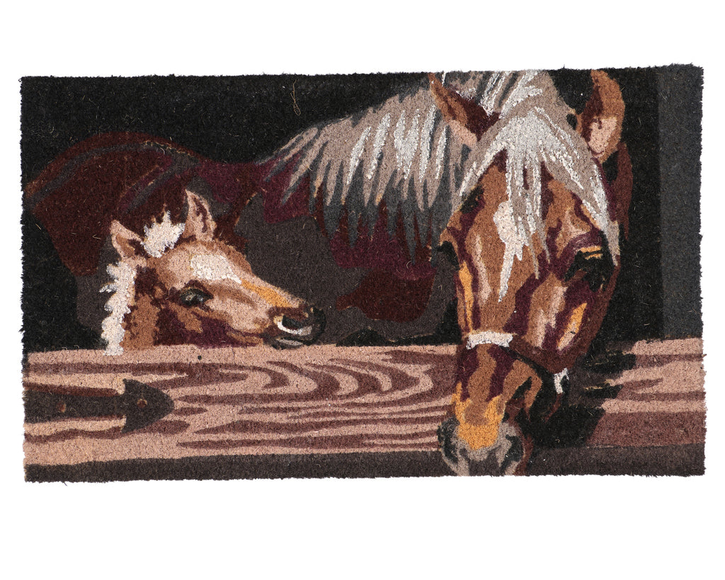Coir Door Mat - Mare & Foal in Stable