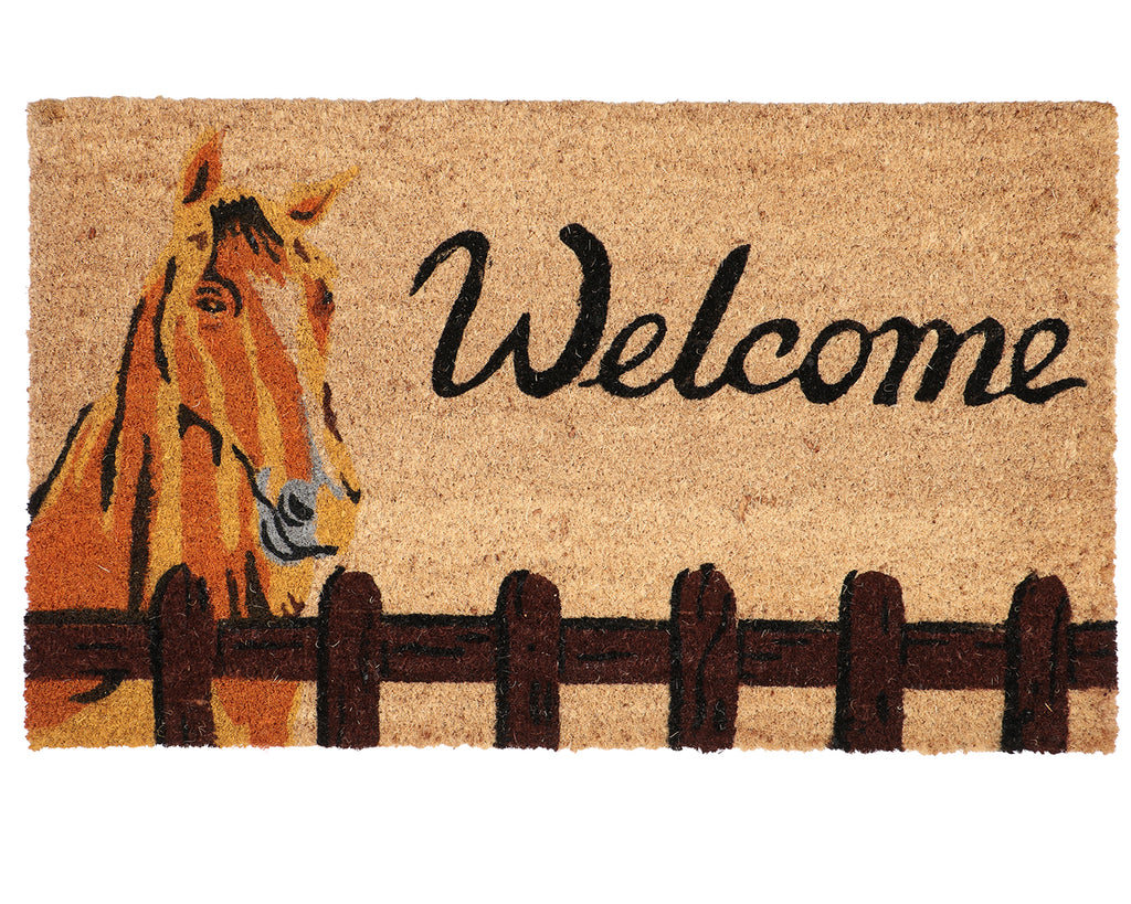 Coir Door Mat - Welcome Horse