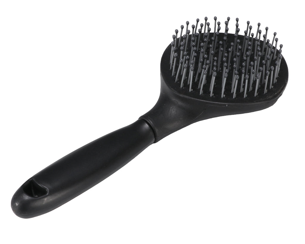 Showmaster Mane & Tail Brush with Rainbow Crystal Decoration, image showing bristles for brushing your horse or pony's mane and tail