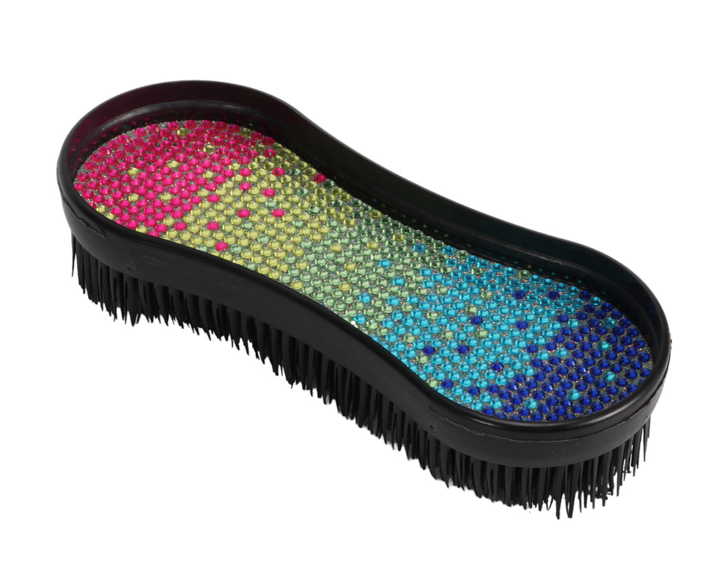 Showmaster Wonder Horse Brush with Rainbow Crystal Decoration, perfect for grooming horses and ponies