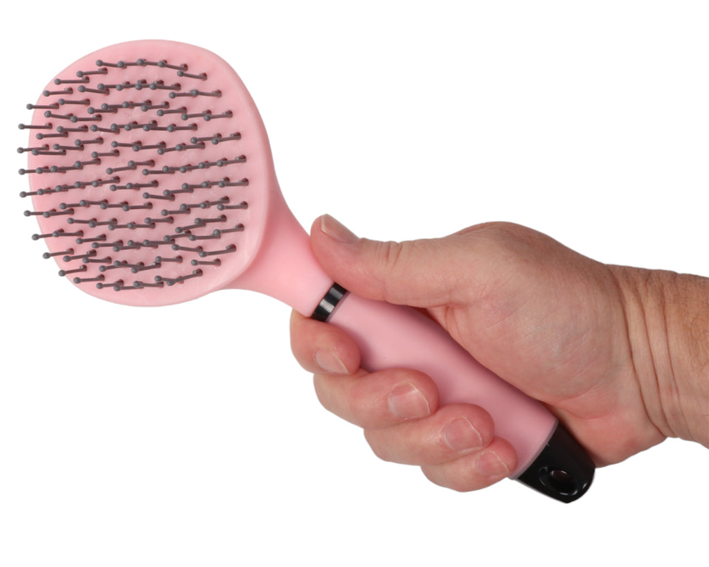 GelGrip Mane & Tail Grooming Brush in pale pink, for brushing horse's tails