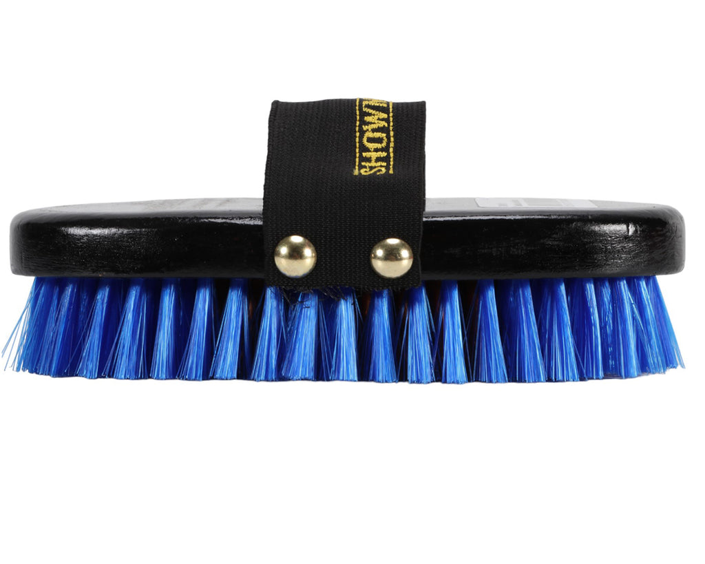 Showmaster Junior Body Brush: Child-sized brush with medium nylon fibers, elasticized strap for comfort. 178mm body.