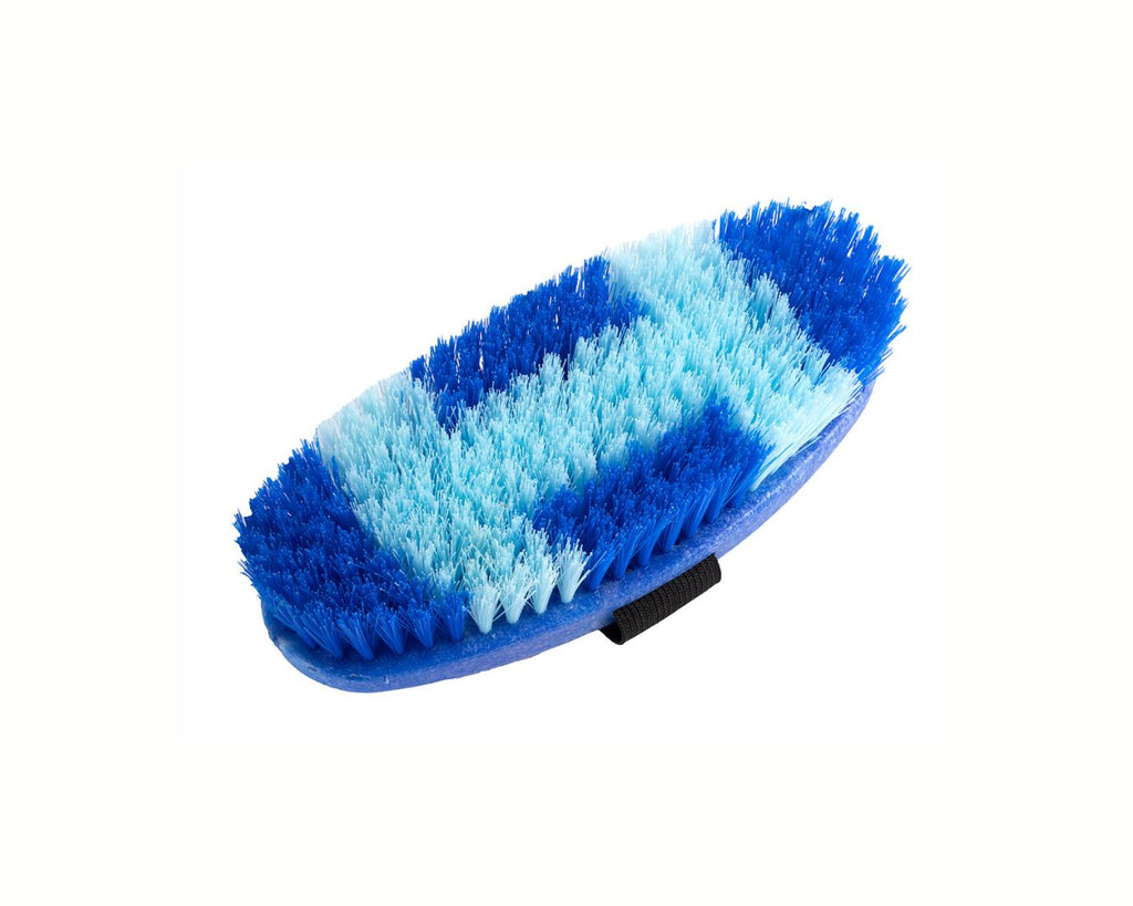 Conrad Body Brush - Blue - A blue body brush with two-tone bristles and a durable polymer backing. Perfect for grooming horses and ponies. Available at Greg Grant Saddlery.