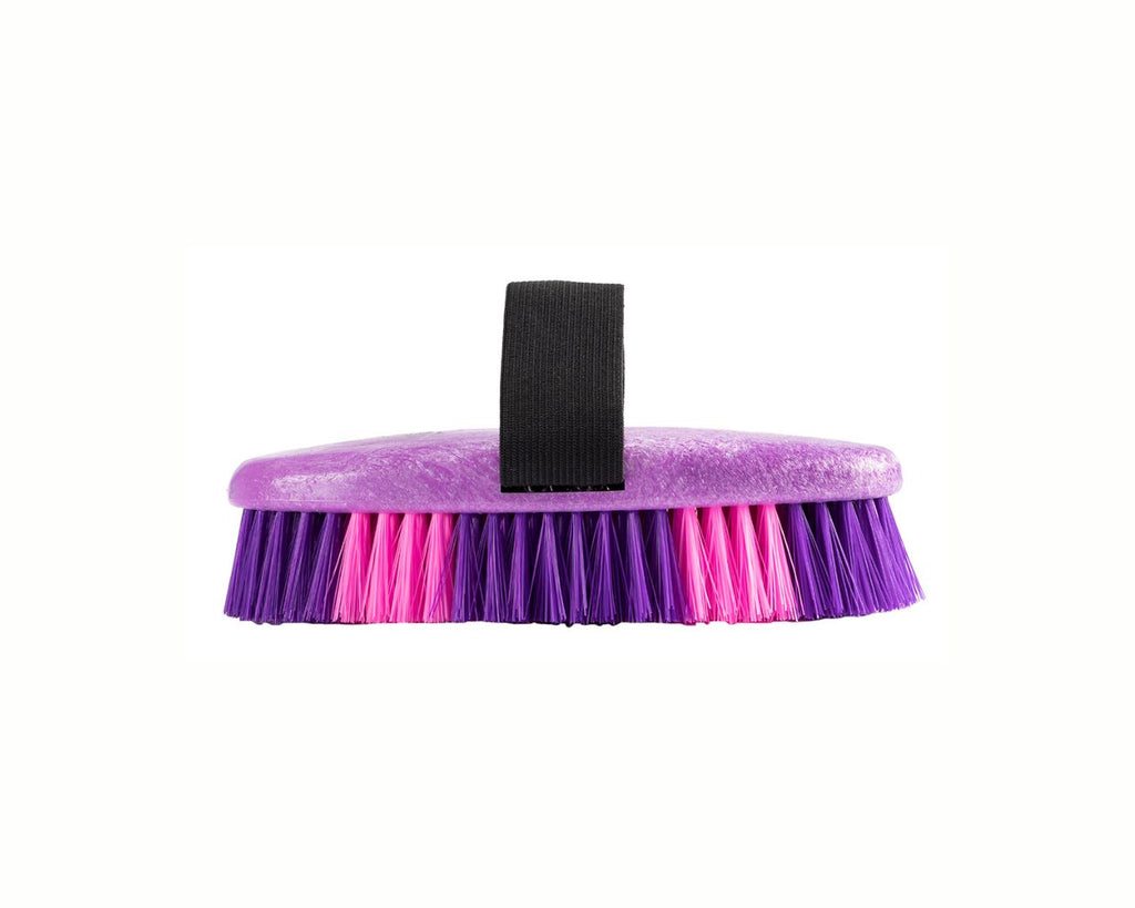 Conrad Body Brush - Pink - A pink body brush with two-tone bristles and a durable polymer backing. Perfect for grooming horses and ponies. Available at Greg Grant Saddlery.