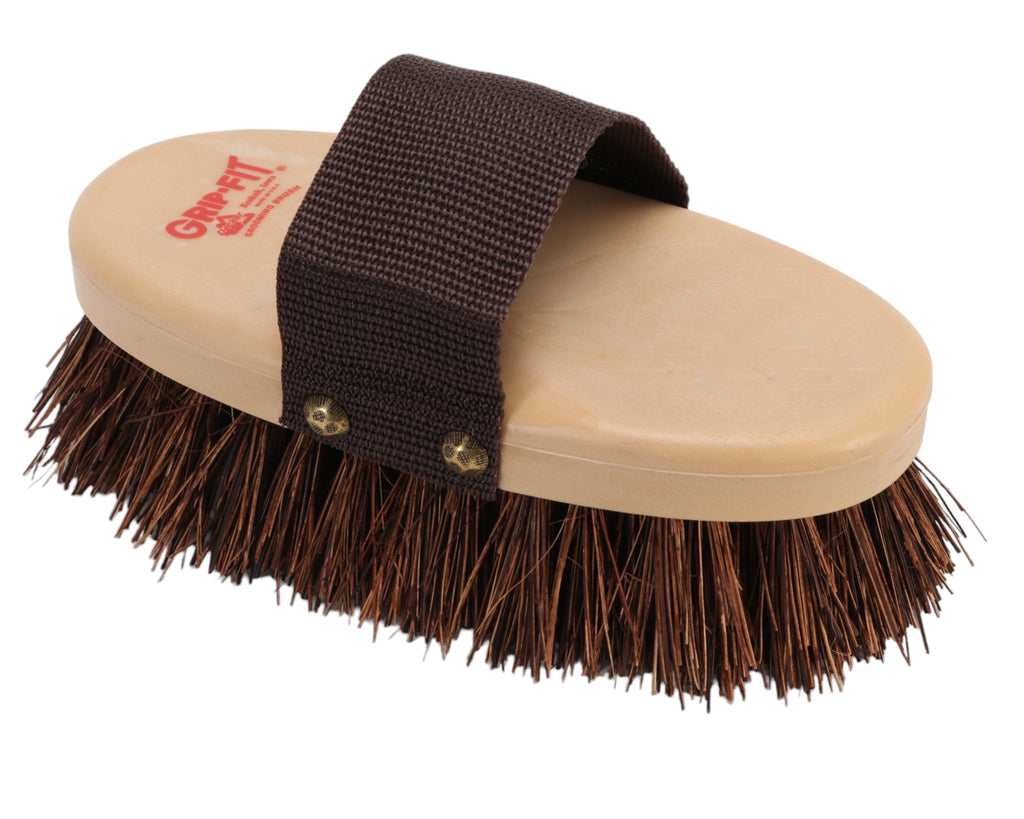 Grip-Fit Classic Palmyra Brush with palmyra bristles to help remove mud from horses & ponies