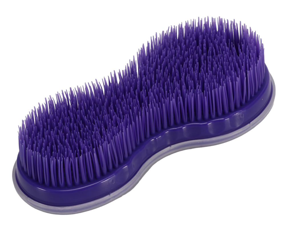 Fantasmic Genie Brush w/Comb and Bands, image shows purple bristles to groom your horse or pony