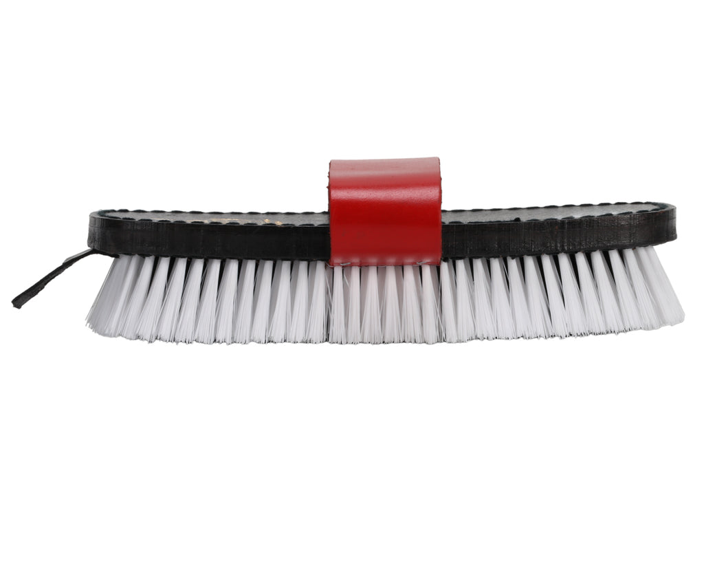 Equerry Flexible Back PVC Fibre Body Brush, image showing side view of horse brush