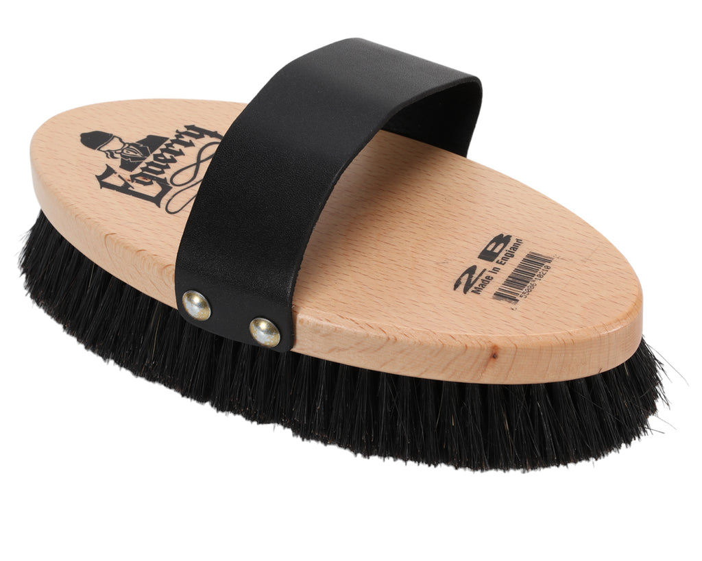 Equerry Pure Bristle Body Brush with black bristles, perfect for grooming your horse or pony